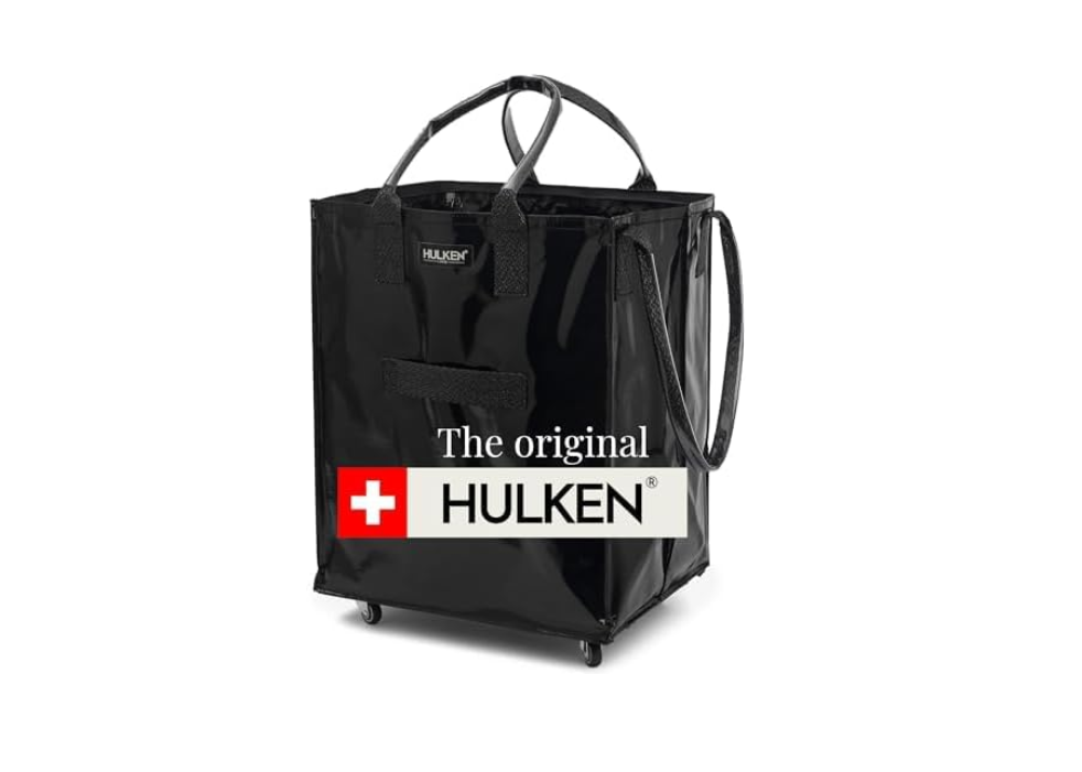 Medium, Black) Reusable Grocery Bag On Wheels, Shopping Trolley, Rolling Tote, Zipper Closure, Lightweight, Carries Up to 66 lb, Folds Flat, Unbreakable Handles