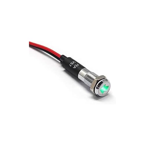 Unifizz LED Metal Signal Indicator Pilot Dash Light PL8MS 8mm 516 12V with Symbols Single Arrow