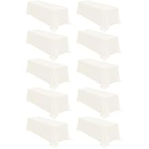 fani 10 Packs 90 x 132 Inch Ivory Polyester Tablecloth, Rectangular, Classic, Wrinkle & Stain Resistant, All-Season, 6ft Table Cover, 10 Count