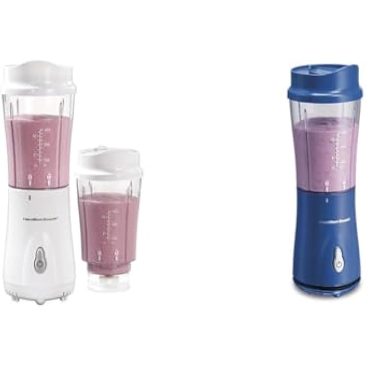 Hamilton Beach Portable Blender for Shakes and Smoothies with 14 Oz BPA Free Travel Cup and Lid & Portable Blender for Shakes and Smoothies with 14 Oz BPA Free Travel Cup and Lid