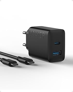 Anker 20W USB C Charger Power Supply USB C PD Fast Charger 2-port fast charging for iPhone 17/16/15 series Galaxy iPad and more including 150 cm USB-C cable
