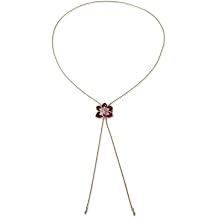 NOVICA Artisan Handmade Natural Orchid Lariat Necklace Gold Plated from Thailand Flower Leaf No Stone Floral [34.5 in Inner Circ. 2 mm W Pendant(s) 0.9 in L x 0.8 in W x 0.7 in D] ' Scarlet Dancer'