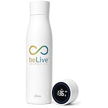 BeLive Smart Water Bottle 24 oz UV-C Self-Cleaning, Temperature Display (F/C), USB-C Rechargeable, Insulated Stainless Steel Bottle with Hydration Reminder