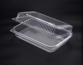 by Clear Plastic Food Container with Hinged Lid, 22x15x6cm, Disposable Takeaway Box, 10 Pieces