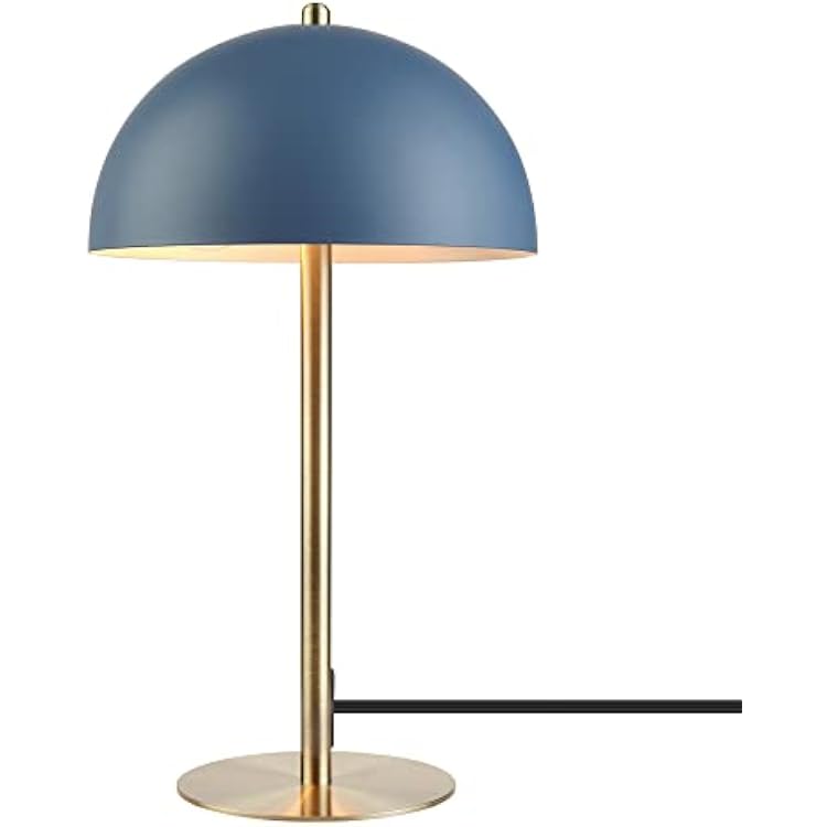 Globe Electric 52942 15 Blue Desk Lamp with Brass Accents, in-Line OnOff Rocker Switch, Ideal for Bedroom, Office Decor, Home Essentials, Reading Light, LED Bulb Compatible