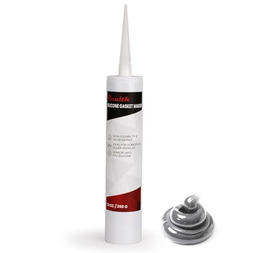 RTV Silicone Gasket Maker Grey, High Temperature Gasket Sealer 13 Oz., Resistance Sealant High Strength Flange Sealing for Automotive Motorbike Machine Equipment RepairingSGG3001