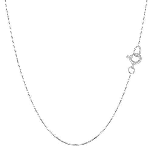 Jewelry Affairs 14k Real Solid Gold Box Style Chain Necklace, 0.45mm