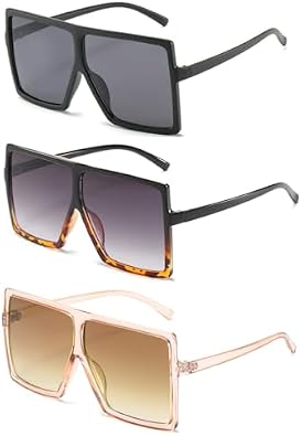 Square Oversized Sunglasses for Women Men Flat Top Fashion ShadesUV Protection