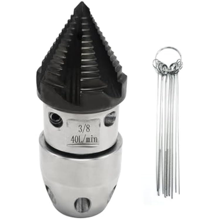 38 NPT Sewer Jetter Rotating Nozzle for 40 Lmin Pressure Washer Cleaning Nozzle,Quickly Rotating Stainless Steel Drain Pipe Cleaning Nozzle Black