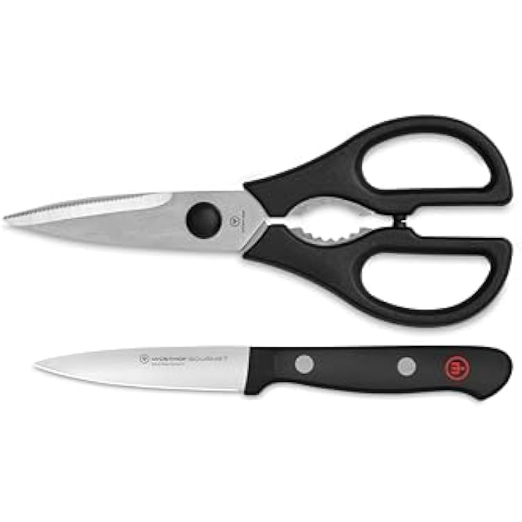 WUSTHOF Gourmet 3 Paring Knife and Shears Set,Silver Black