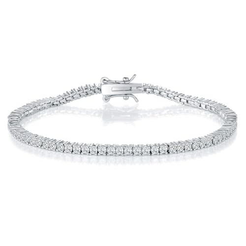 Gemsme 2.0MM Tennis Bracelet for Women and Men,18K WhiteYellow Gold Plated Round 2mm Cubic Zirconia Classic Tennis Bracelet