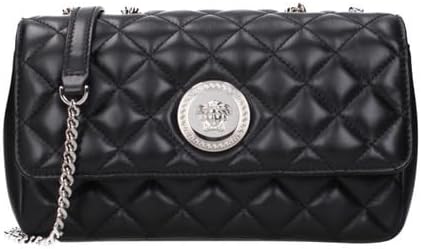 Versace Medusa Womens Quilted Black Leather Crossbody Bag Small Designer Shoulder Bag with Medusa Plaque, Flap Closure & Adjustable Strap Luxury Italian Fashion Purse