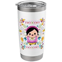 "LeLe" Handmade Mexican Dolls, Women Girls Latina Mexicana Stainless Steel Insulated Tumbler