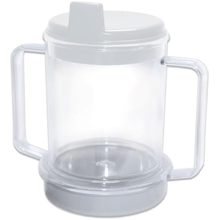 Rehabilitation Advantage Clear Spouted Cup with Two Handles, Weighted