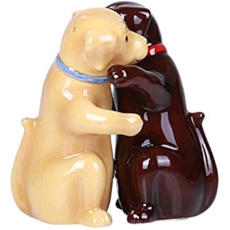 Pacific Giftware Hugging Labradors Magnetic Ceramic Salt and Pepper Shakers Set