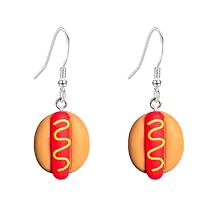 Handmade Hot Dog Earrings for Women Funny Cute Faux Food Dangle Earrings Fast Food Themed Jewelry