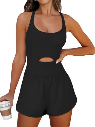 Caracilia Womens Workout Athletic Romper Summer Sets Short Jumpsuits Onesie Running Outfits Exercise Gym 2026 Trendy Clothes