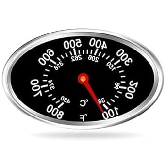 Black Oval Lid Thermometer Temperature Gauge Replacement for Nexgrill, Grill Master 720-0697,Charmglow 720-0234,Aussie,Brinkman,Members Mark,Stainless Steel Heat Indicator,Outdoor Cooking Tools