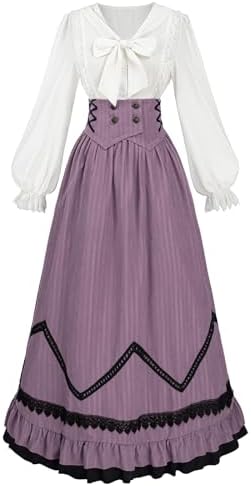 CR ROLECOS Victorian Dress Women Renaissance Gowns Edwardian Costume Vintage 1800s Dress