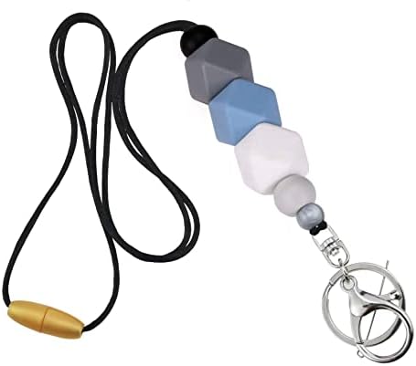 Aslana Badge Lanyards for Women Fashion Silicone Beaded Lanyard Safety Breakaway Lanyard Necklace for Keys ID Badge Holder