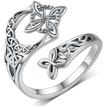 GAUEIOUR Celtic Trinity Ring, Witch Return-Knot Original Celtic Open Adjustable Promise Protection Ring, Fashion Timeless Symbolism Witch Knot Irish Jewelry for Daily Party Wedding