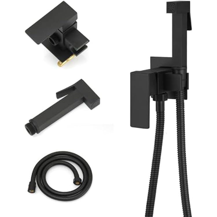 BWE Handheld Toilet Bidet Sprayer with Adjustable Water Pressure for Toilet Hot and Cold Bidet Spray Set Brass Toilets Bidets Wall Mount Cleaning Faucet Jet for Feminine Wash, Matte Black