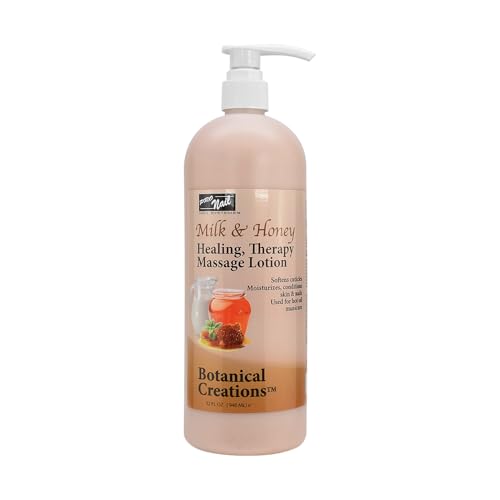 PRO NAIL - Healing Therapy Massage Lotion - Professional Pedicure, Body and Hot Oil Manicure, Infused with Natural Oils, Vitamins, Panthenol and Amino Acids Milk and Honey, 32 Ounce