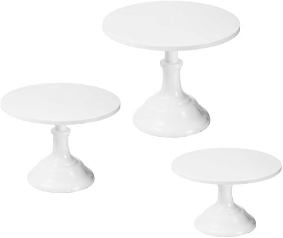 3-Pack White Cake Stand Set - 8, 10, 12 Inch Metal Dessert Display Stands for Wedding, Birthday, Baby Shower Party Serving