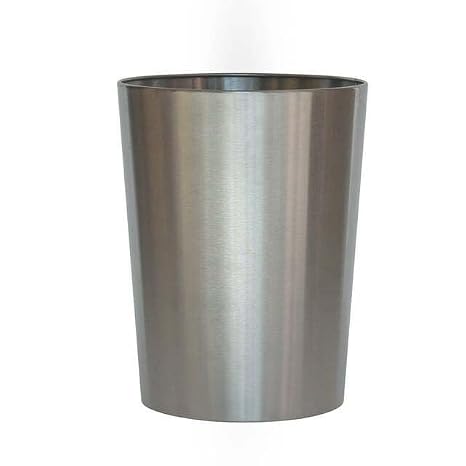 Brushed Nickel Metal Bathroom Wastebasket, 2.2 gal