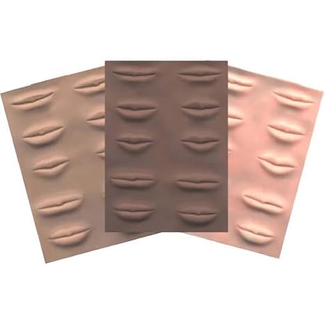 Biotouch 3 Color Tone Lip Practice Skin Permanent Makeup Practice Skin Set (3-Pack: Light, Medium, Dark) | PMU Lip Training Skins for Pigment Color Testing & Technique Practice