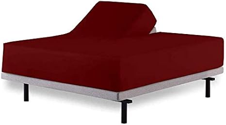 Split Head Flex Queen Sheet Set - 1800 Ultra-Soft Microfiber Bed Sheets - Double Brushed - Split Head Queen Sheets Set - Deep Pocket - Bed Sheets (Split Head Flex Burgundy) - 32" Split TOP