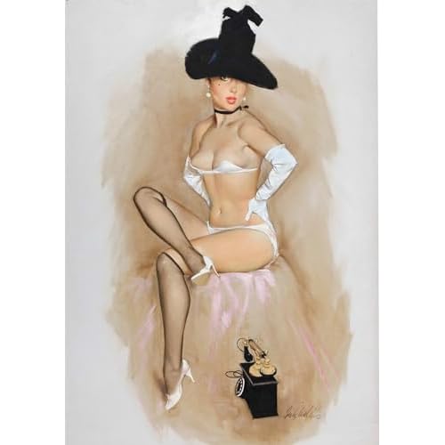 2026 Wall Calendar [12 pages 8x12] Vintage Pinup Illustration Girl in Sexy Lingerie