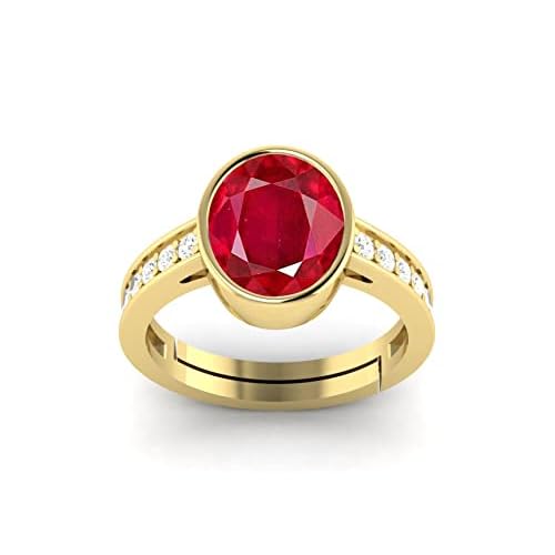 3.25 Carat 6X8 MM Oval Ruby Manik Birthstone 22 k Gold Plated Jewellery Ring Gemstone Tested By Lab Certificate