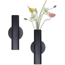 2pcs Wall Mounted Flower Tube, 7" Metal Vase Hanging Holder with Adhesive, Minimalist Open Tube Design for Home Office Living Room Bedroom, No Drilling Required