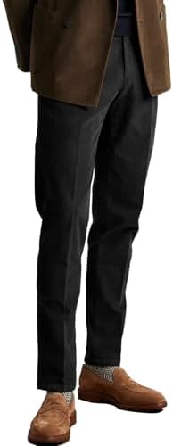 Men's Slim Fit Corduroy Pant Straight-Leg Casual Pants for Party Business Wedding