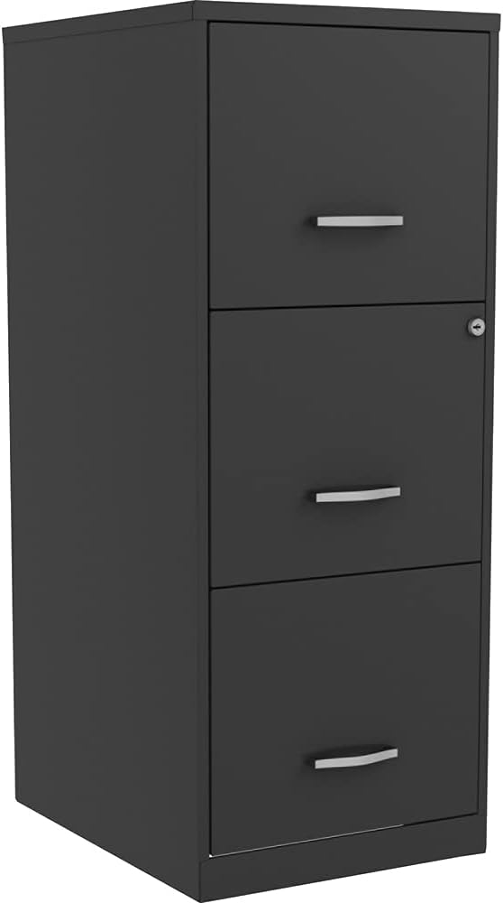 Lorell NuSparc 3 Drawer Locking Filing Cabinet | Pre-Assembled Steel Construction | Space-Saving Design is Perfect for Home and Small Office | Letter-Size | Assembled in North America