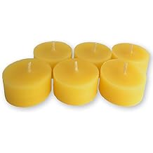 100% Pure Beeswax Tea Lights Candles (Set of 6) Organic Hand Made Refills (no Cup)