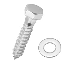 1/2 x 3 Hex Head Lag Screws Bolts with Flat Washers (8 Sets), 304 Stainless Steel 18/8, Partial Thread, Deck Screws, Heavy Duty Hex Head Wood Lag Screws, Fayeploo