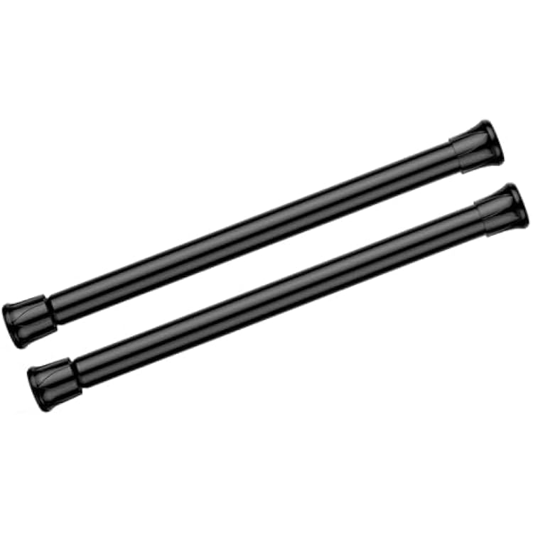AIZESI Spring Tension Curtain Rods Short Tension Rod Black,8 to 14-2Pcs