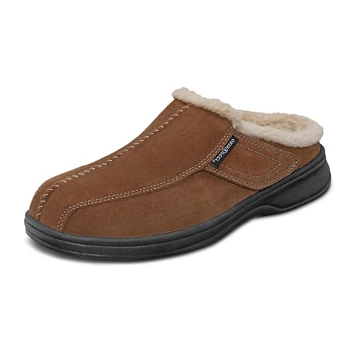 Orthofeet Men's Orthopedic Asheville Adjustable Faux Fur Lined Slipper
