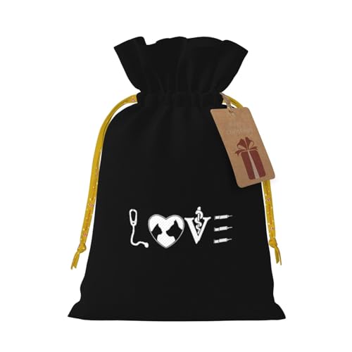 Love Vet Tech Christmas Gift Bags, Santa Wrapping Bags, With Drawstring And Tags Reusable, Xmas Presents Bag, Holiday Party Favors, Birthday & Christmas Gift