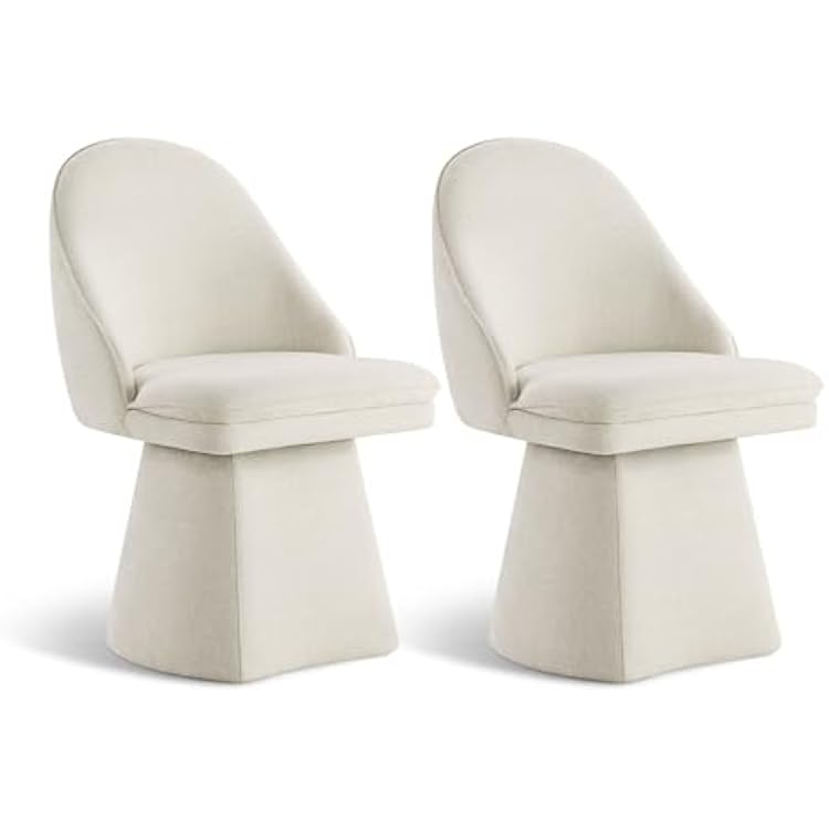 KISLOT Swivel Dining Chairs Modern Desk Chair Upholstered Linen Fabric Side Chair for Kitchen Dining Room Bedroom,Linen,2 Box