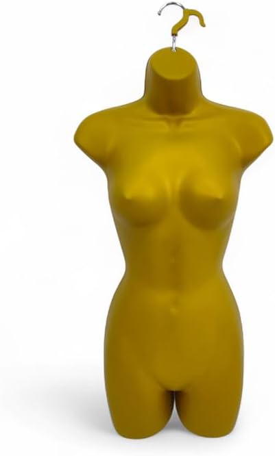 Matt Gold-Full Hanging Female Mannequin Torso – Lightweight Polyethylene Display Bust – Wall-Mountable Body Form