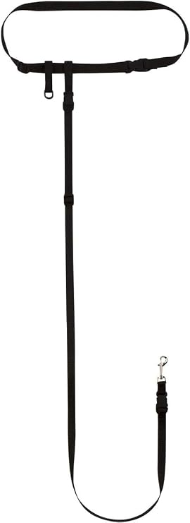 The Buddy System Hands-Free Dog Leash Adjustable Waist Belt Leash for Running, Jogging, Training, and Service Dogs Made in USA Black, Small Dog System, Regular Belt
