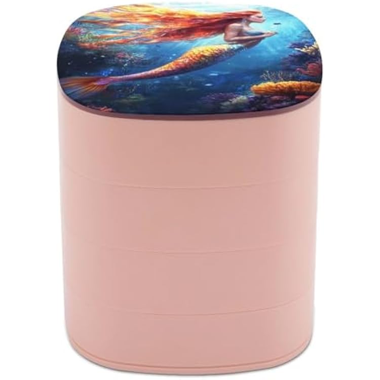 Beautiful Mermaid Swimming in The Ocean Jewelry Boxes for Women,concept Art Earring Holder Organizer Rotating Jewelry Organizer for Necklaces Bracelets Ring