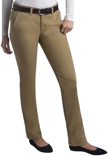 Dickies Womens Work Pants - Skinny Fit Straight Leg Flat Front Stretchy Twill Industrial Workwear Casual Pants for Women
