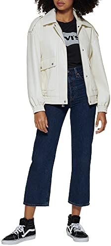 Levis Womens Oversized Faux Leather Dad Bomber Jacket