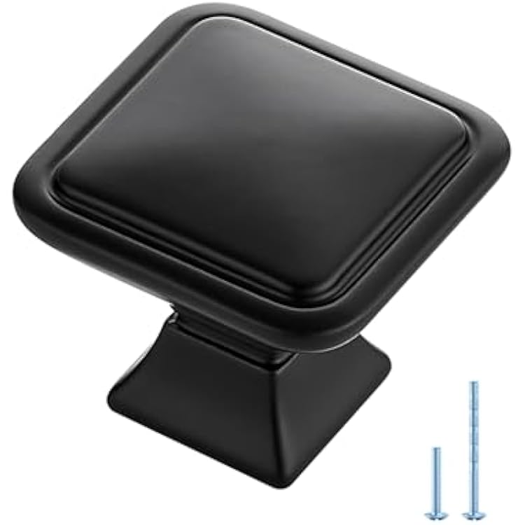 Ravinte Hardware 15 Pack Matte Black Cabinet Knobs Single Hole Center Solid Cabinet Door Handles