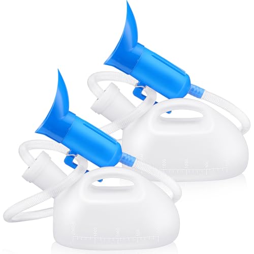 Portable Urinals for Women, 2000ml Urinal Bottles, Spill Proof Female Portable Pee Bottle, Reusable Thicken Womens Potty, 59 Long Tube with Lid for Camping Car Travel Bed Emergency Device