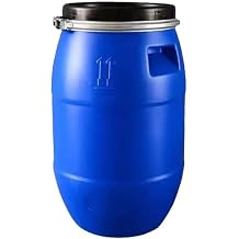 LICOME Food Grade Plastic Water Storage,Blue Open Top Barrel Drum Keg with Lid and Latch Ring for Transporting/Shipping